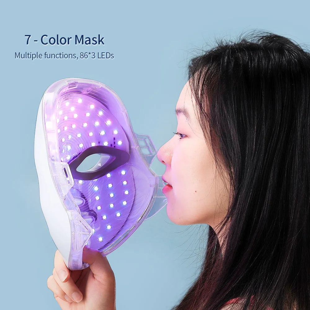 7 Colors Led Facial Mask W/ Neck Red Light Therapy Mask