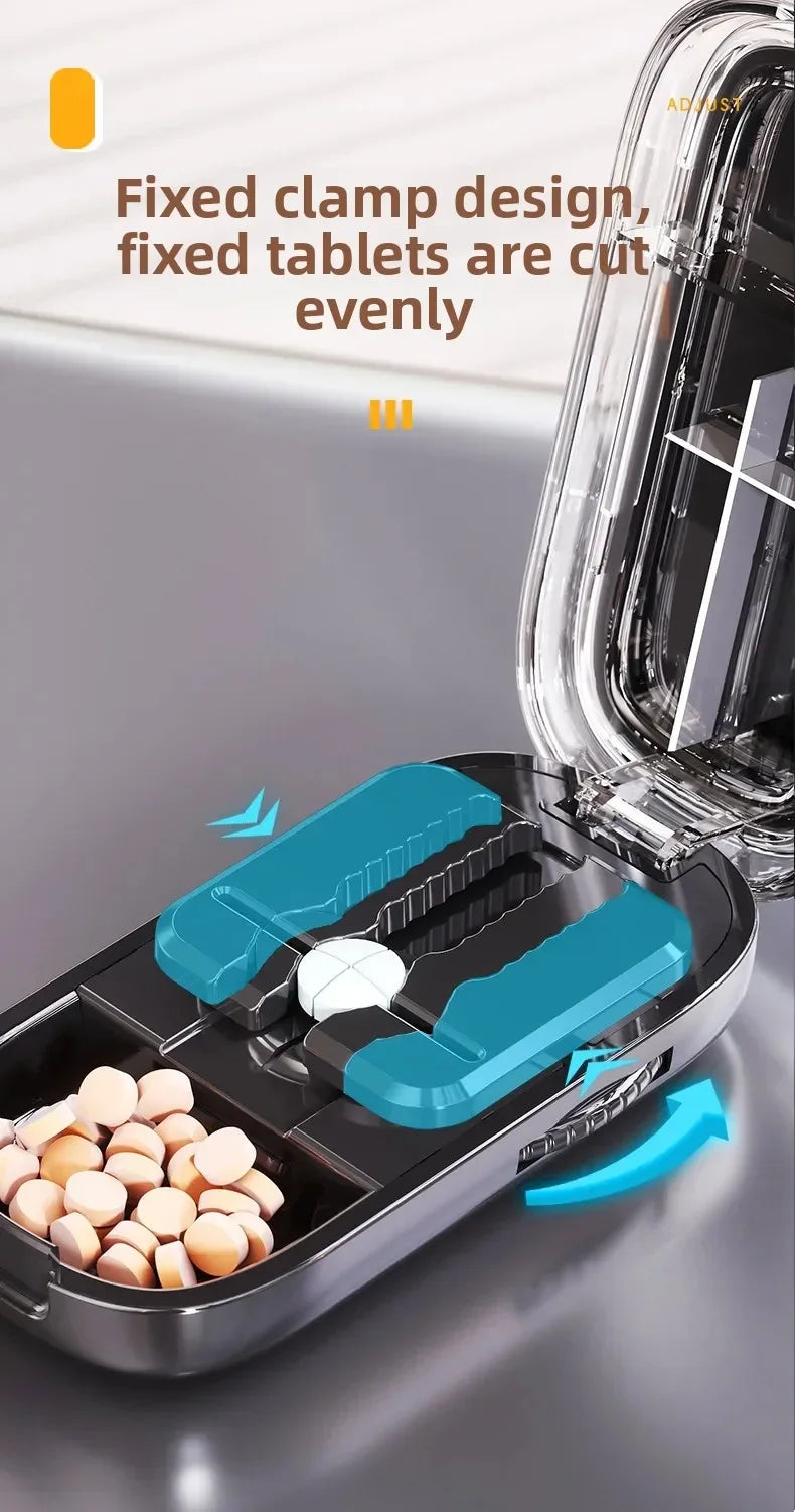 Adjustable Quartering Pill Cutter Storage Box
