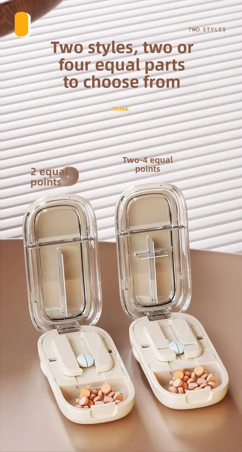 Adjustable Quartering Pill Cutter Storage Box