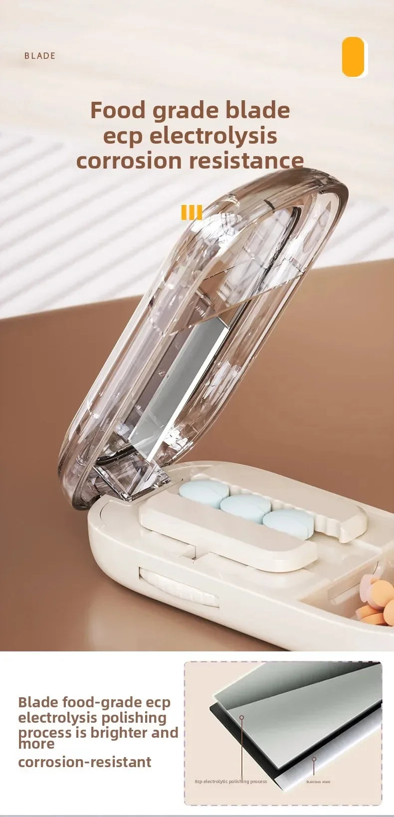 Adjustable Quartering Pill Cutter Storage Box
