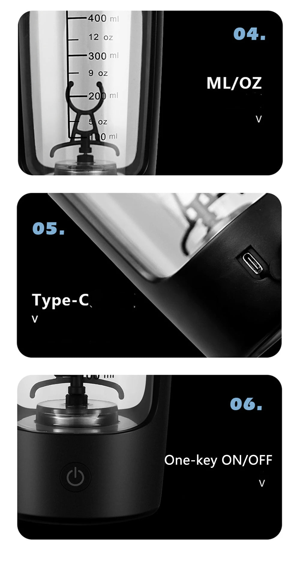 USB Electric Protein Shaker Bottle