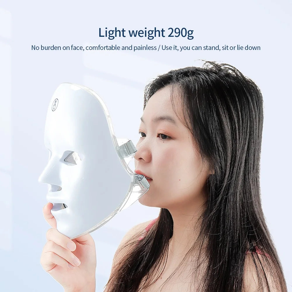 7 Colors Led Facial Mask W/ Neck Red Light Therapy Mask