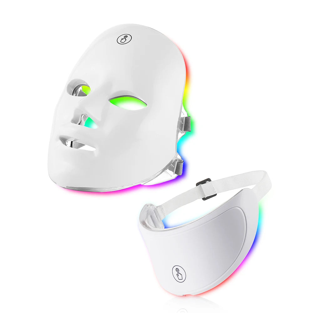 7 Colors Led Facial Mask W/ Neck Red Light Therapy Mask