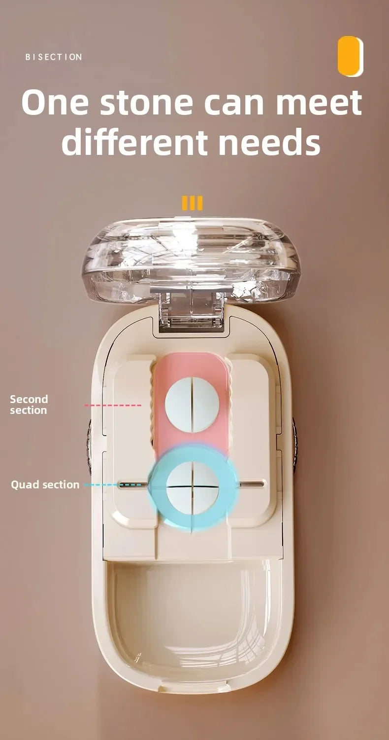 Adjustable Quartering Pill Cutter Storage Box