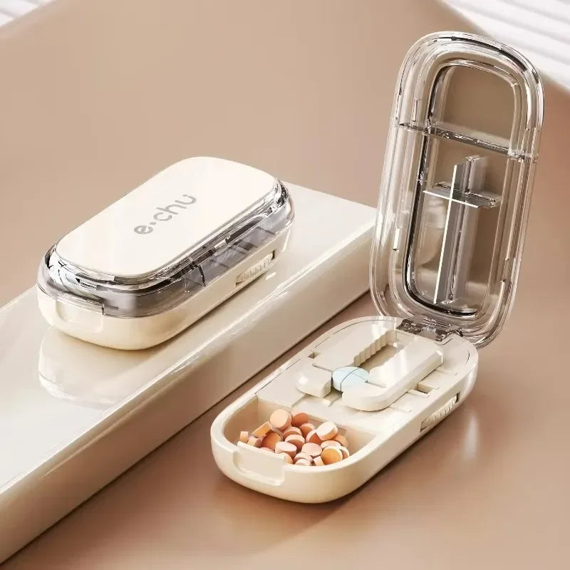 Adjustable Quartering Pill Cutter Storage Box