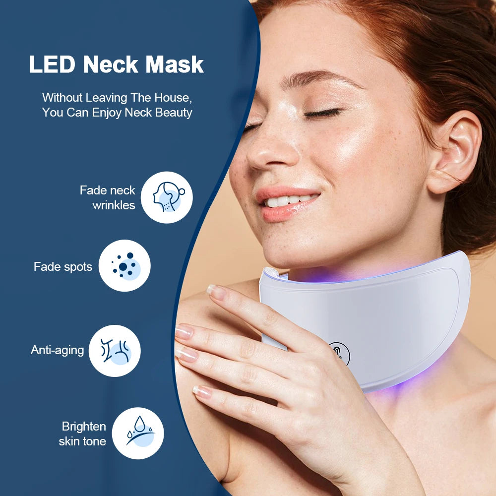 7 Colors Led Facial Mask W/ Neck Red Light Therapy Mask