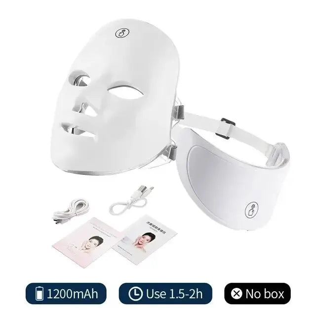7 Colors Led Facial Mask W/ Neck Red Light Therapy Mask