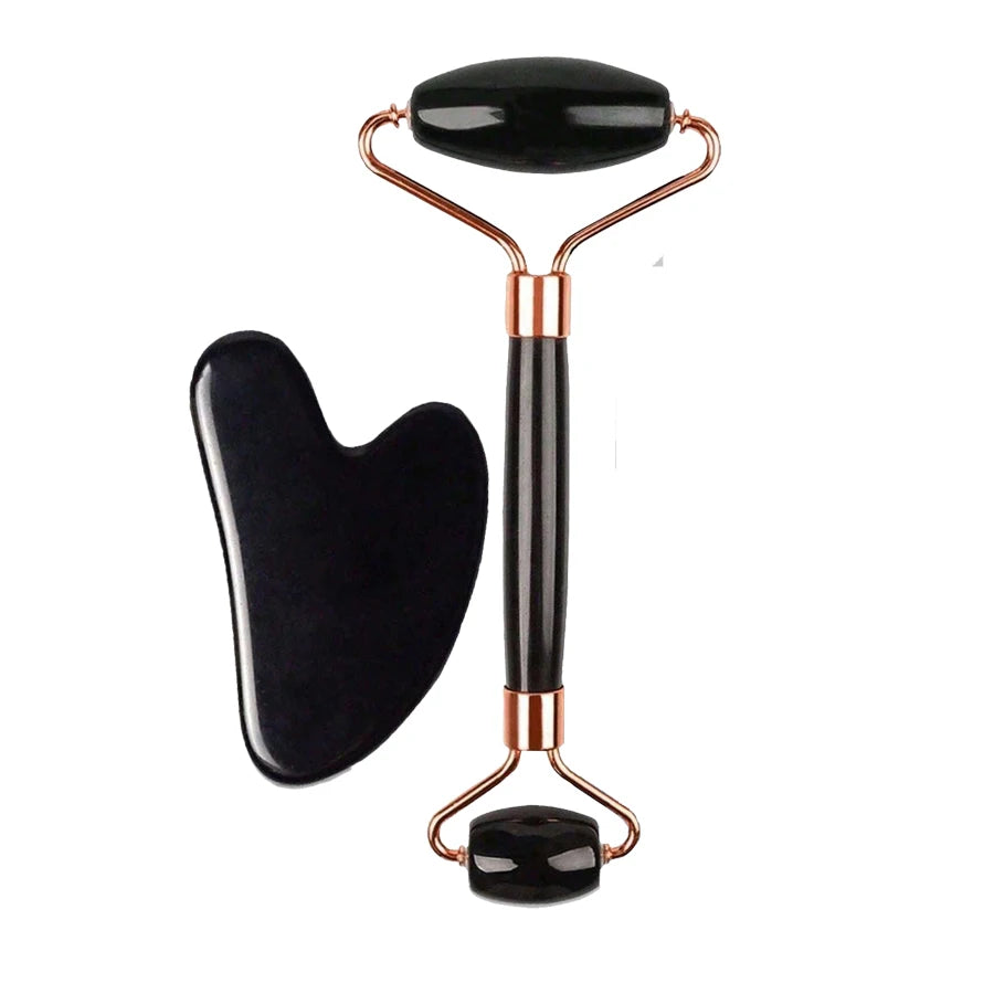 Ice Facial Roller & Stainless Steel Gua Sha Tool Set, for Radiant Skin